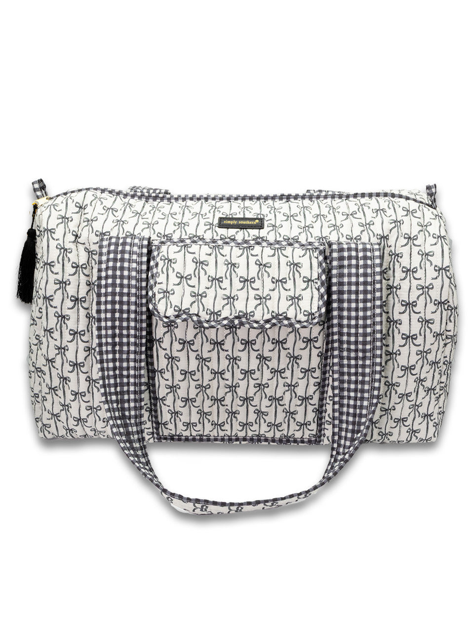 Quilted Duffle Bag - Black Bows