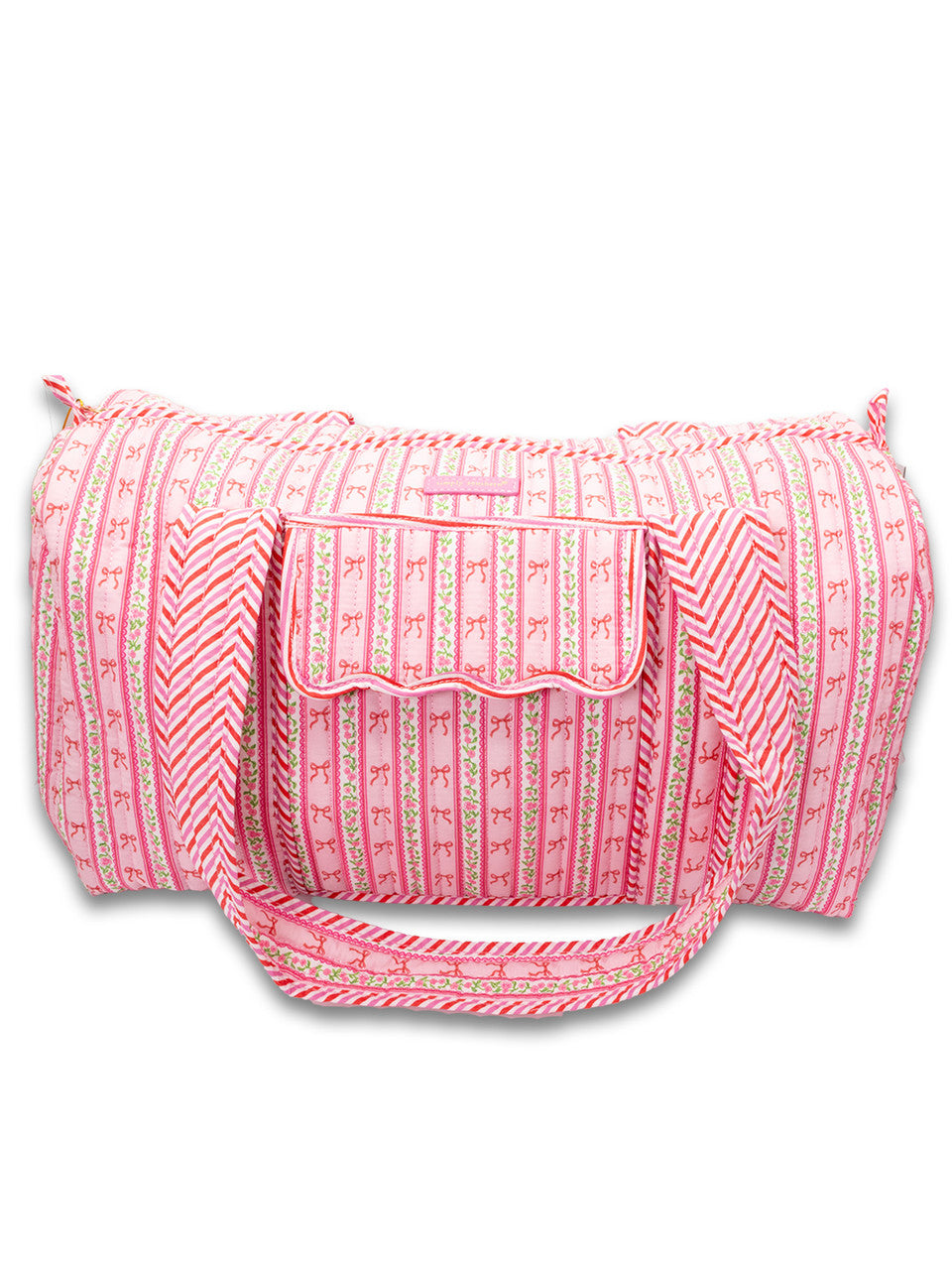 Quilted Duffle Bag - Pink Striped