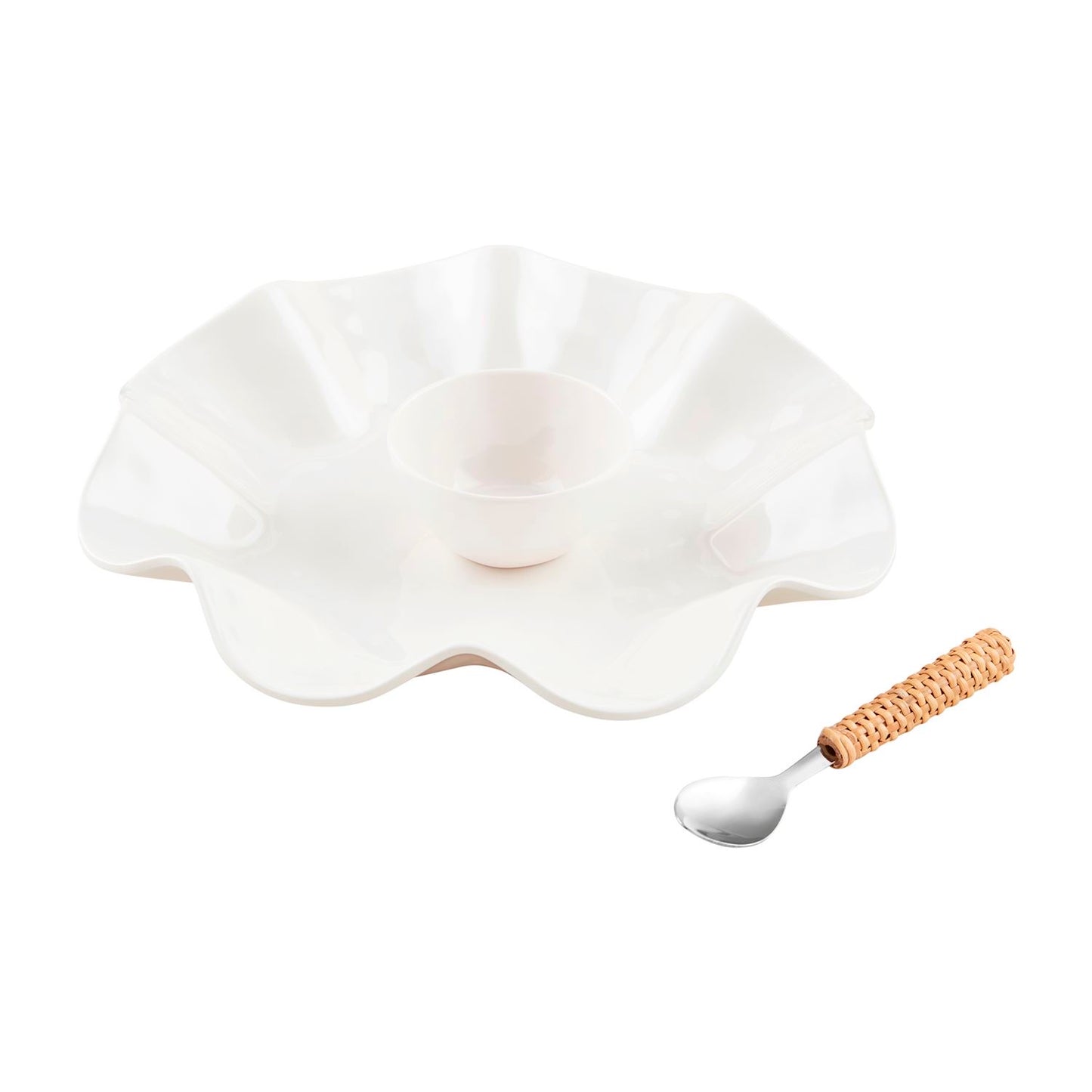 Ruffled Melamine Chip and Dip Tray