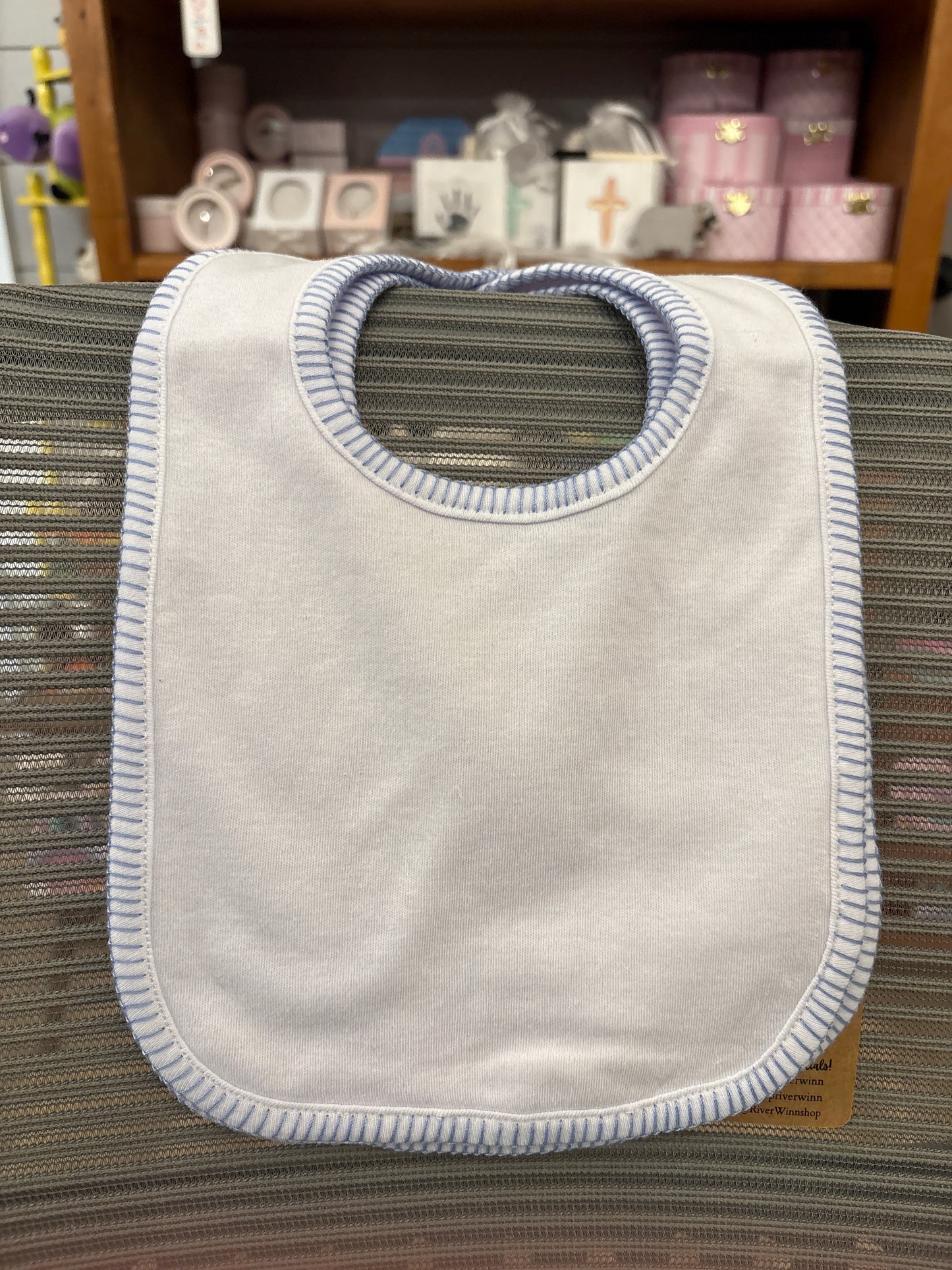 Blue Trim Baby Bib