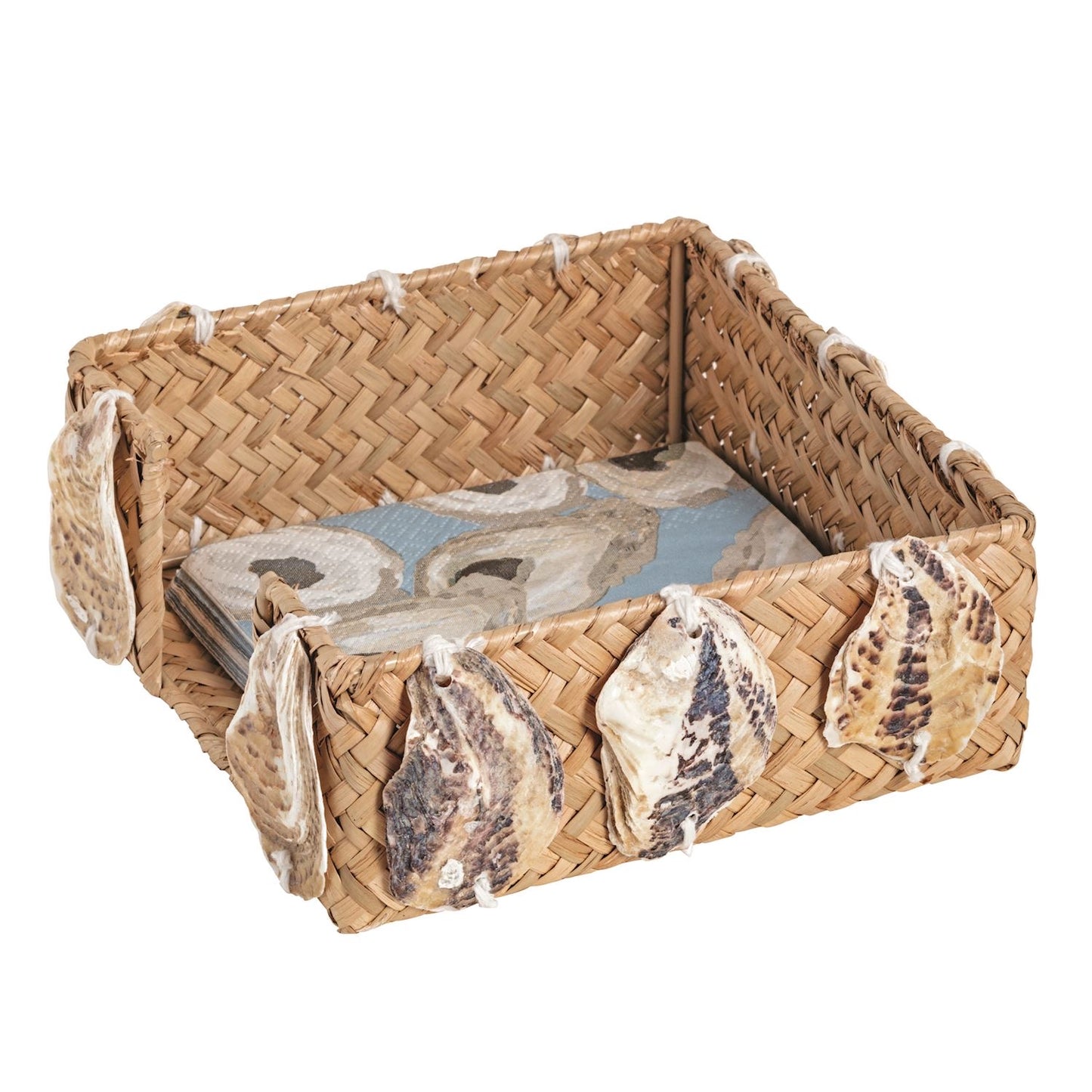 Woven Oyster Shell Napkin Caddy Set