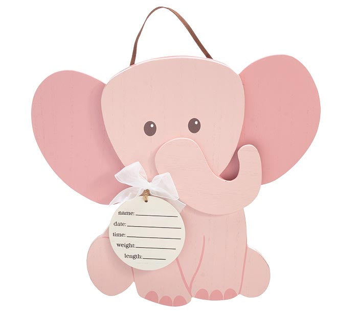 Eli or Ellie - Birth Announcement Elephant Wall Hanging
