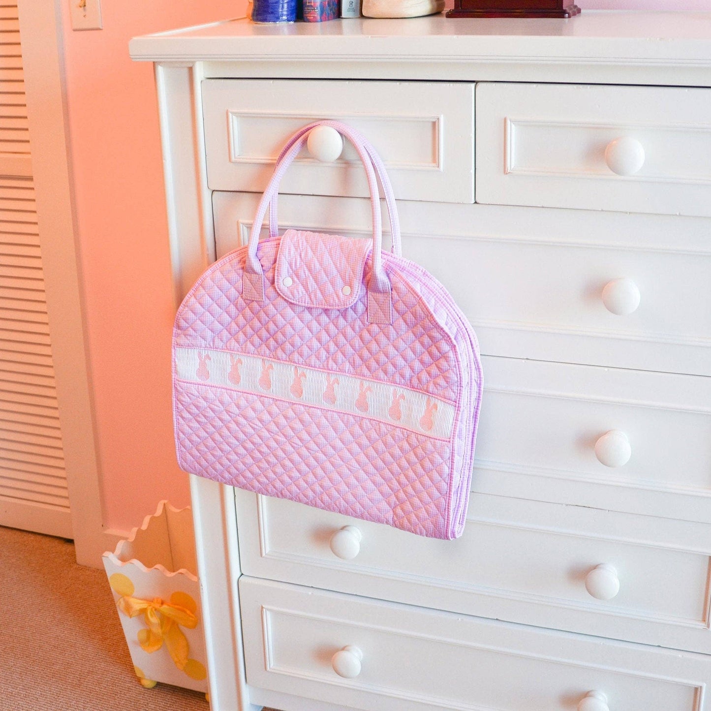 Smocked Pink Bunny Garment Bag