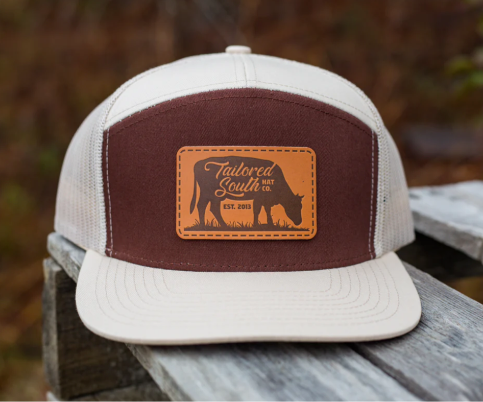Cow Leather Patch Snapback Hat