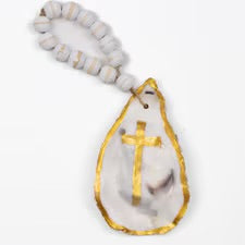 Cross Oyster Beaded Ornament