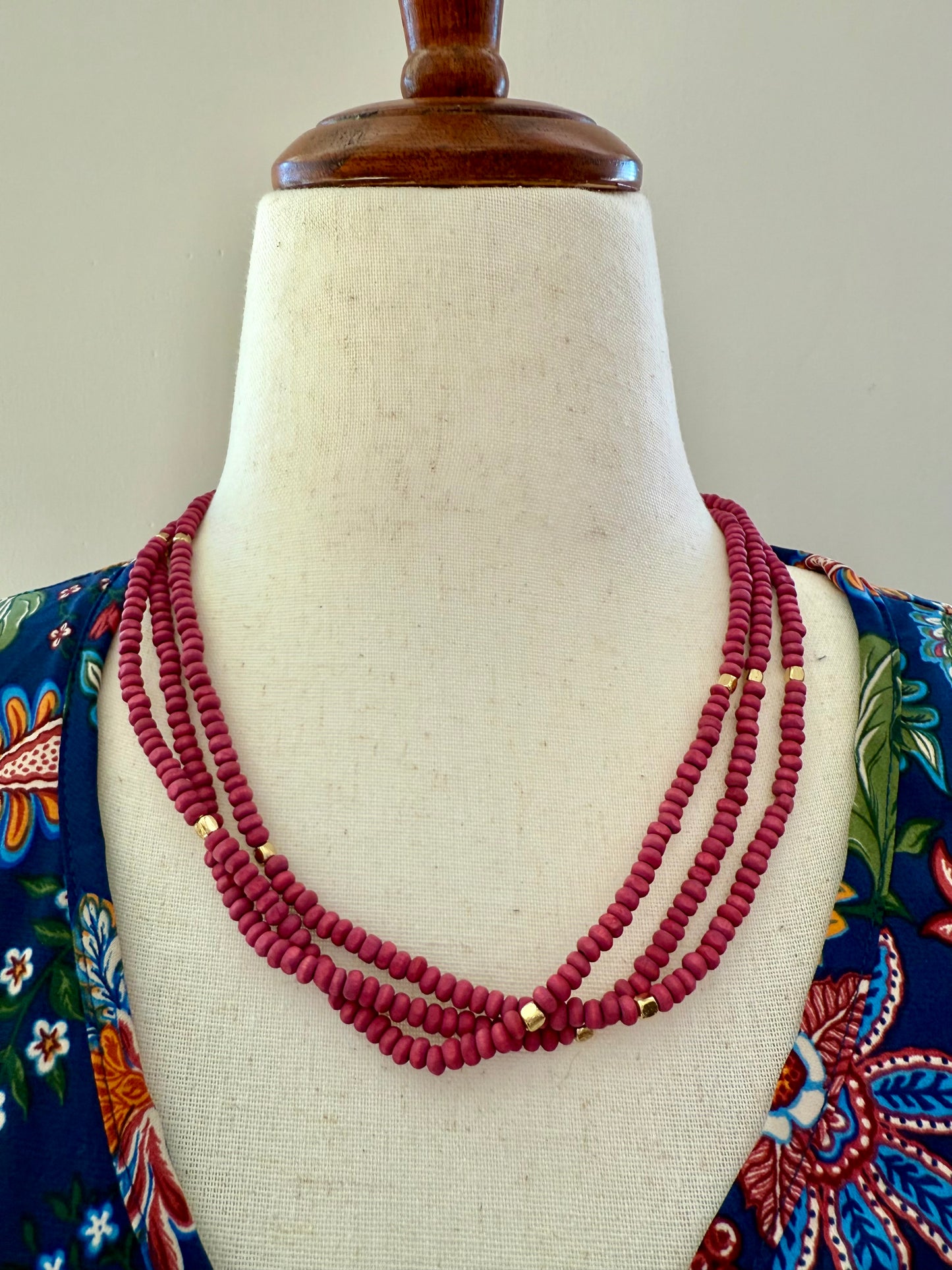 Hot Pink Beaded Necklace