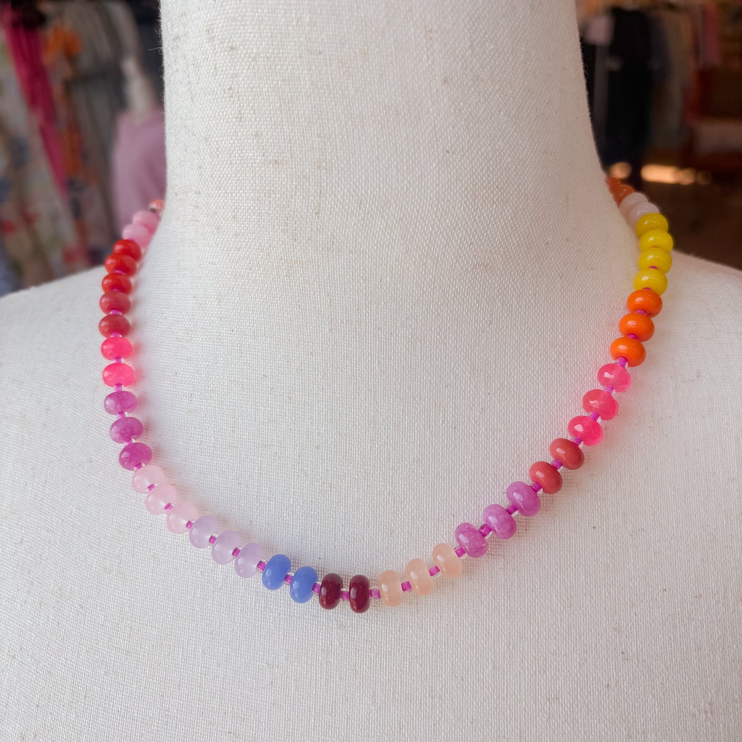 Beaded Necklace — Fuchsia Mix