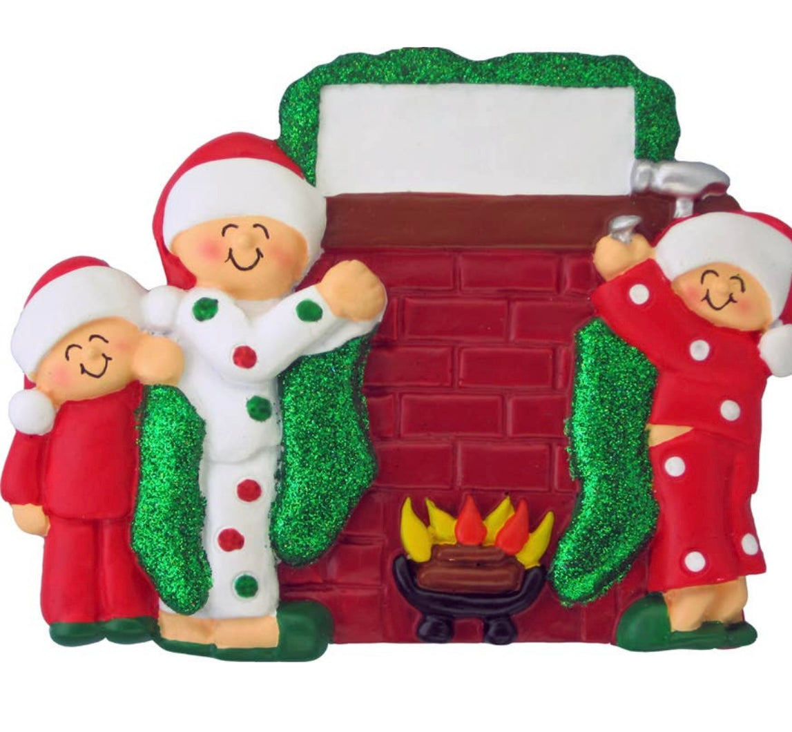 Holiday Decorating Family Custom Ornament — 3 People