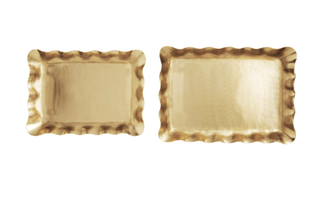 Brass Ruffle Nested Trays