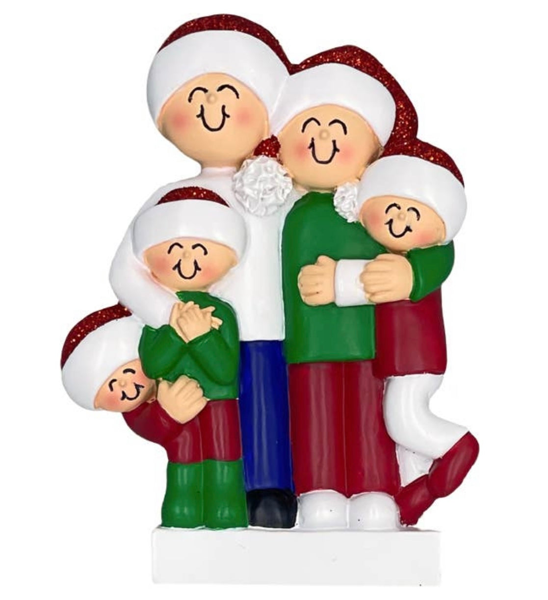 Holiday Family Custom Ornament — 5 People