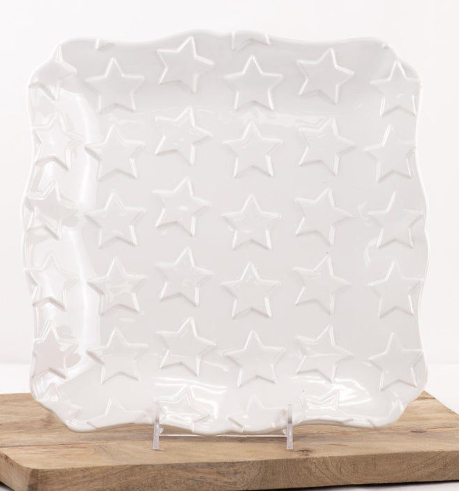 Star Embossed Square Platter