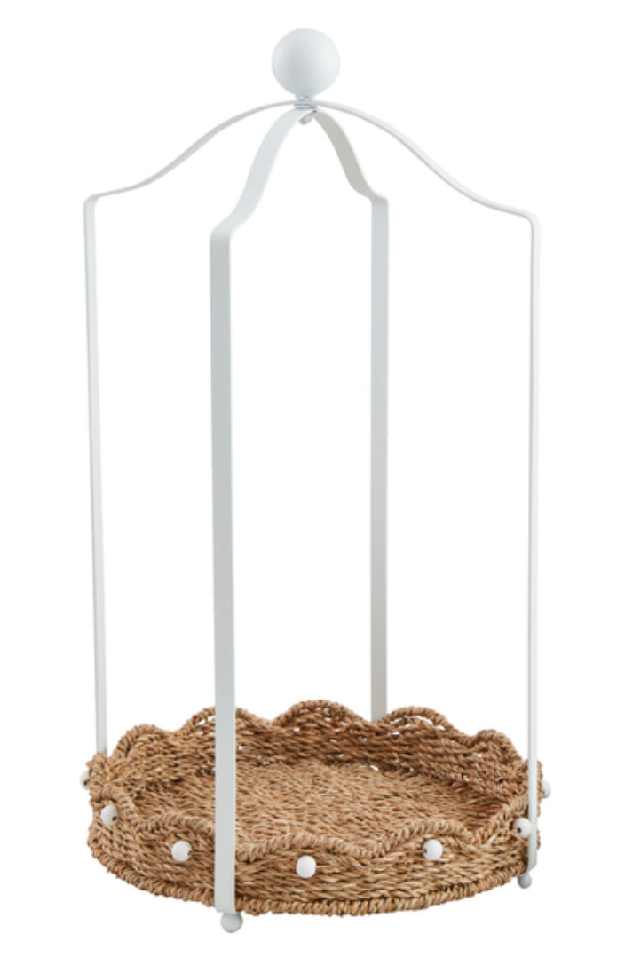 Rattan Scalloped Tray Lanterns