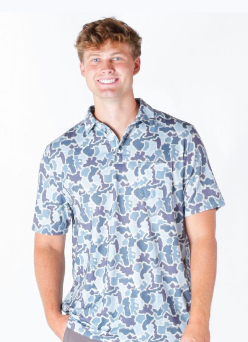 SS Blue Camo Polo Tee