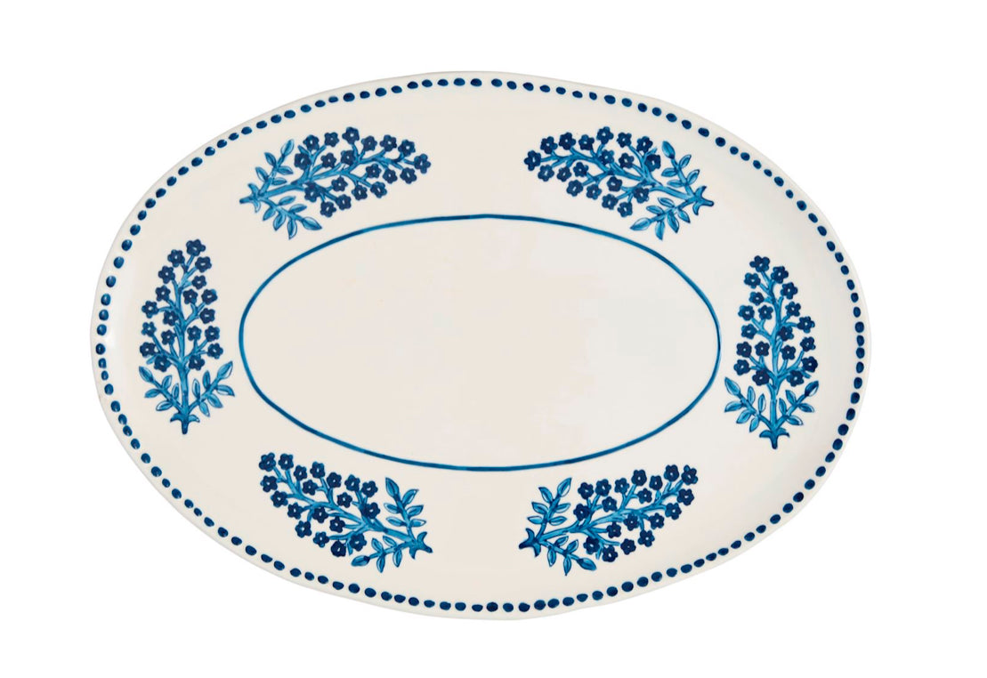 Blue Block Print Platter