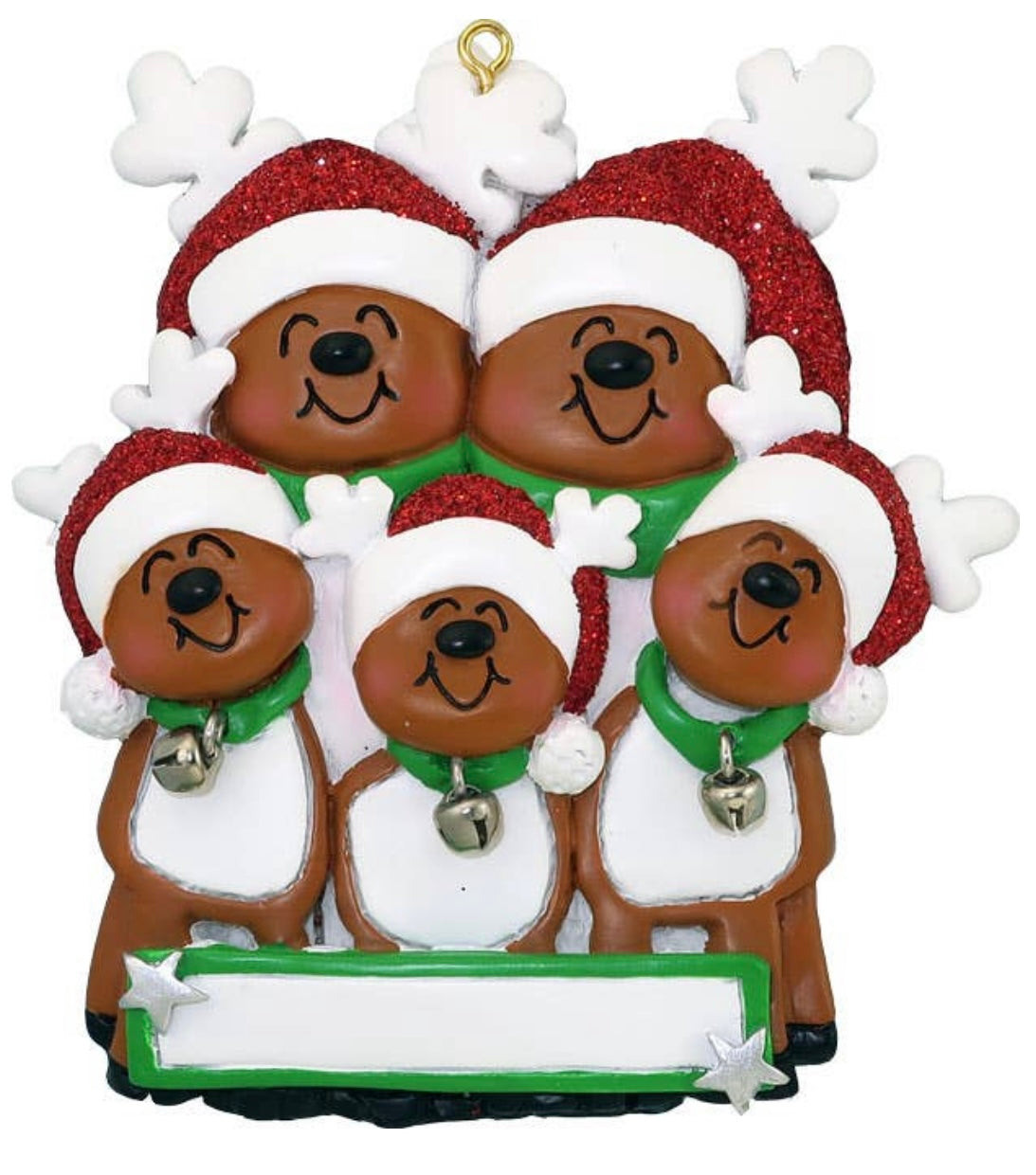 Reindeer Family Custom Ornament — 5 Reindeer