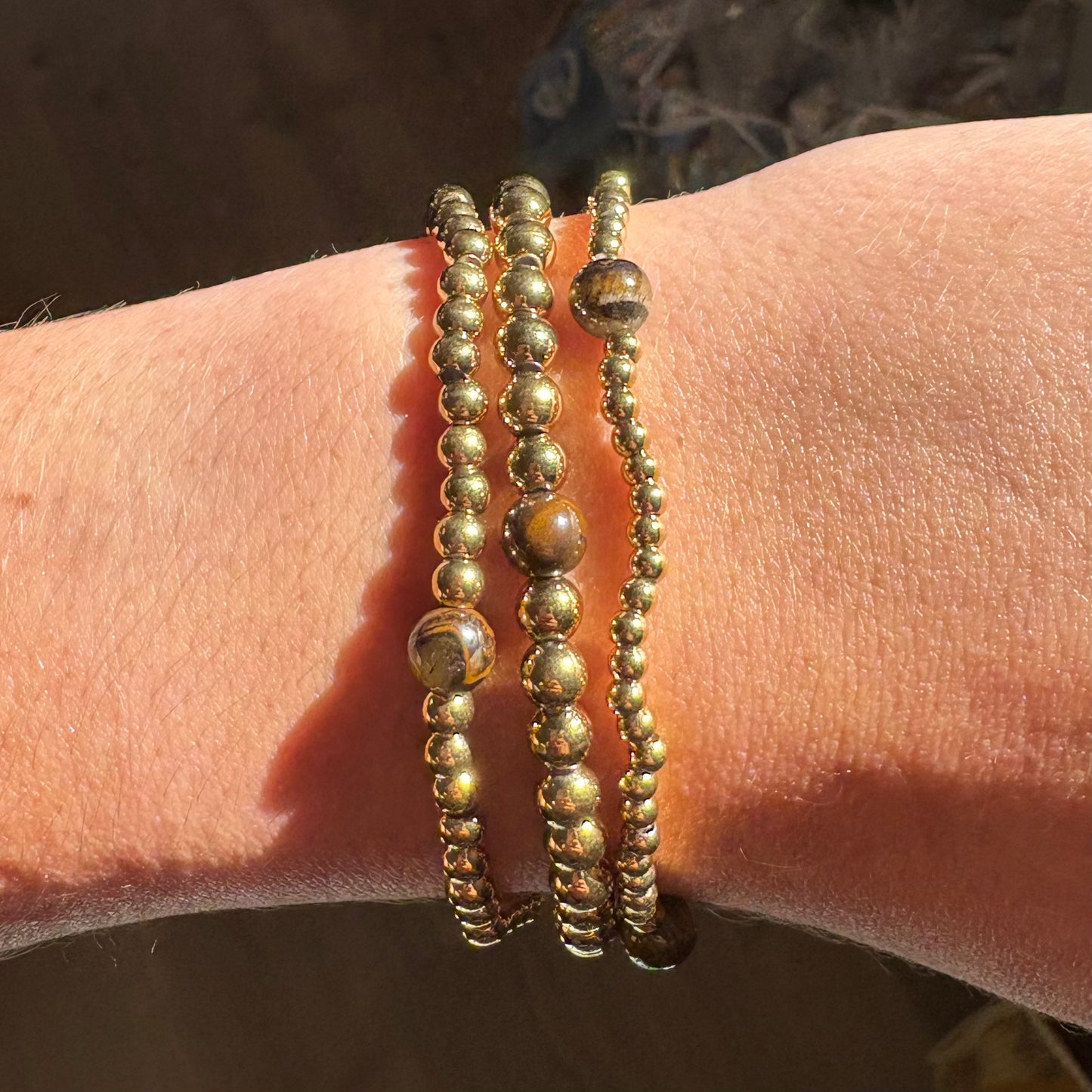 Tiger’s Eye Waterproof Bracelet Stack