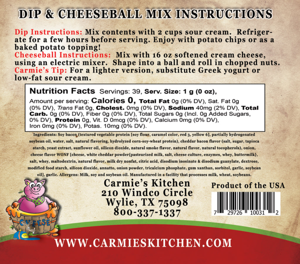 Cheddar Bacon Dip & Cheeseball Mix