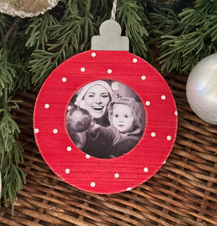 Dotted Bulb Ornament – Red Wash