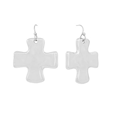 Hammered Cross Earrings
