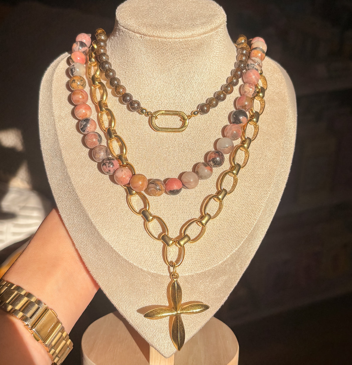 Mauve Multi Beaded Necklace