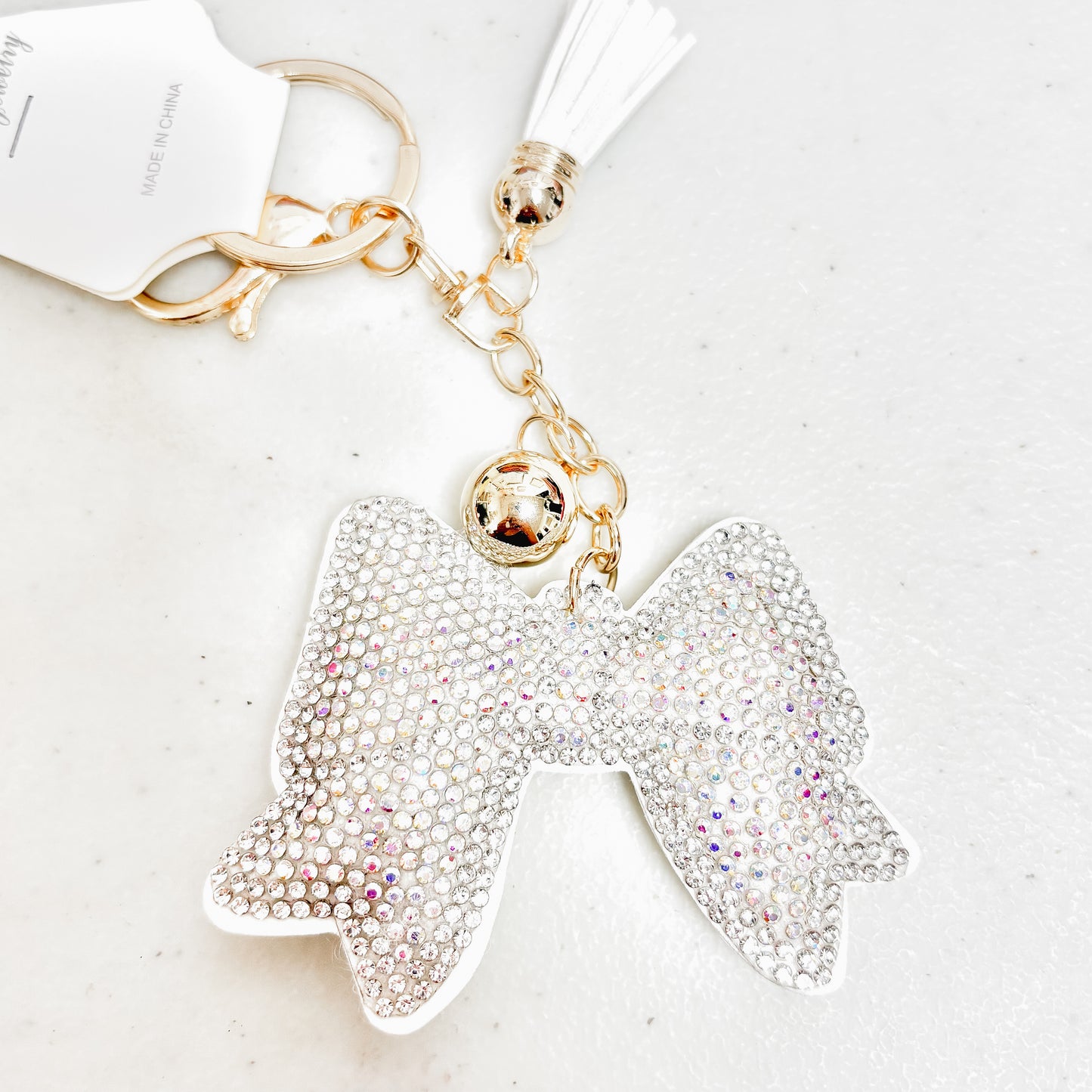 Rhinestone Bow Keychain