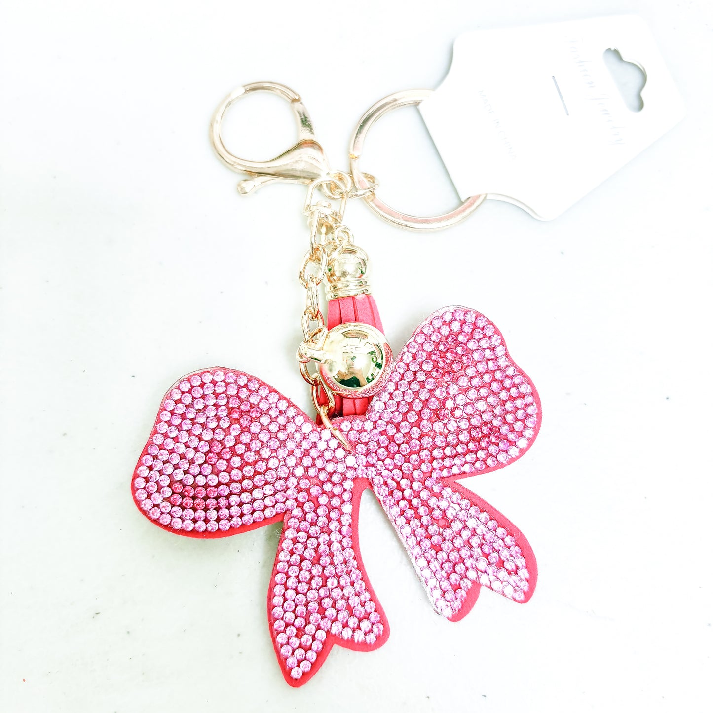 Rhinestone Bow Keychain