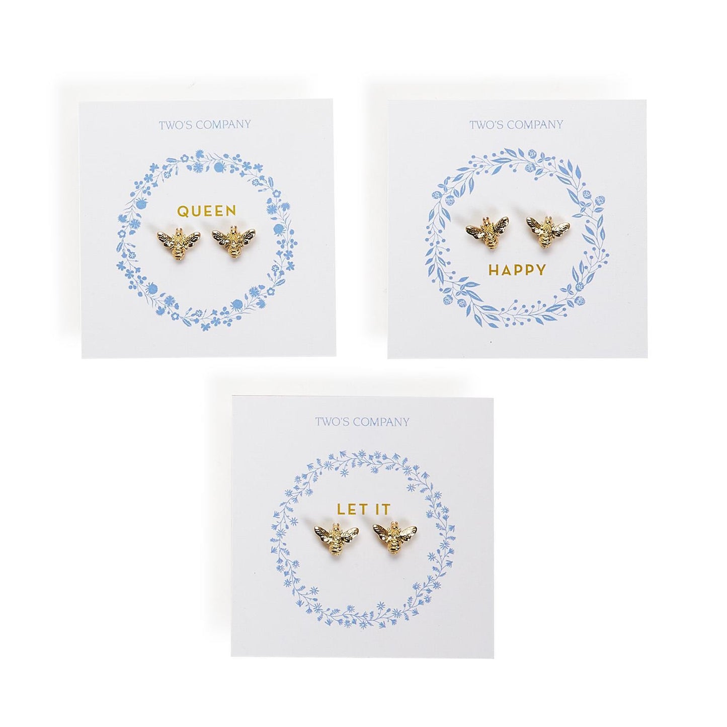 Golden Bee Pair of Earrings on Gift Card