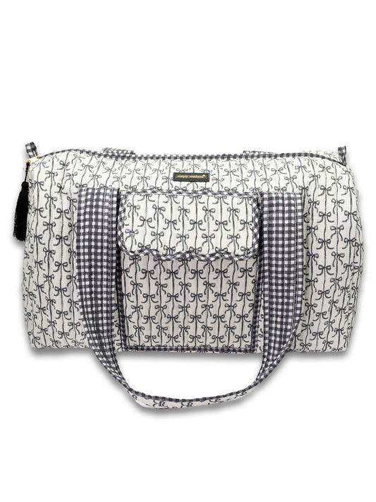 Quilted Duffle Bag - Black Bows