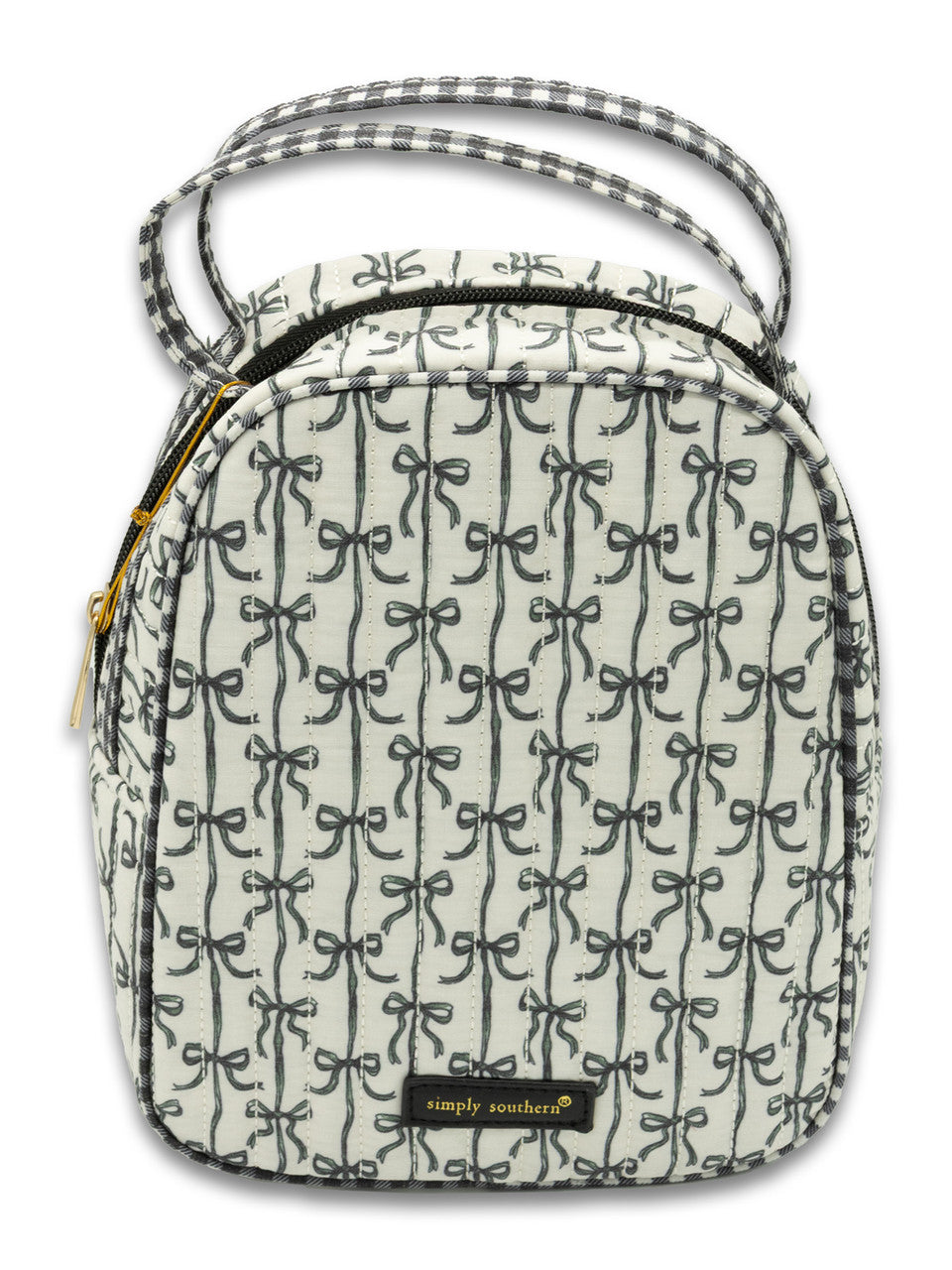 Quilted Lunch Bag - Black Bows