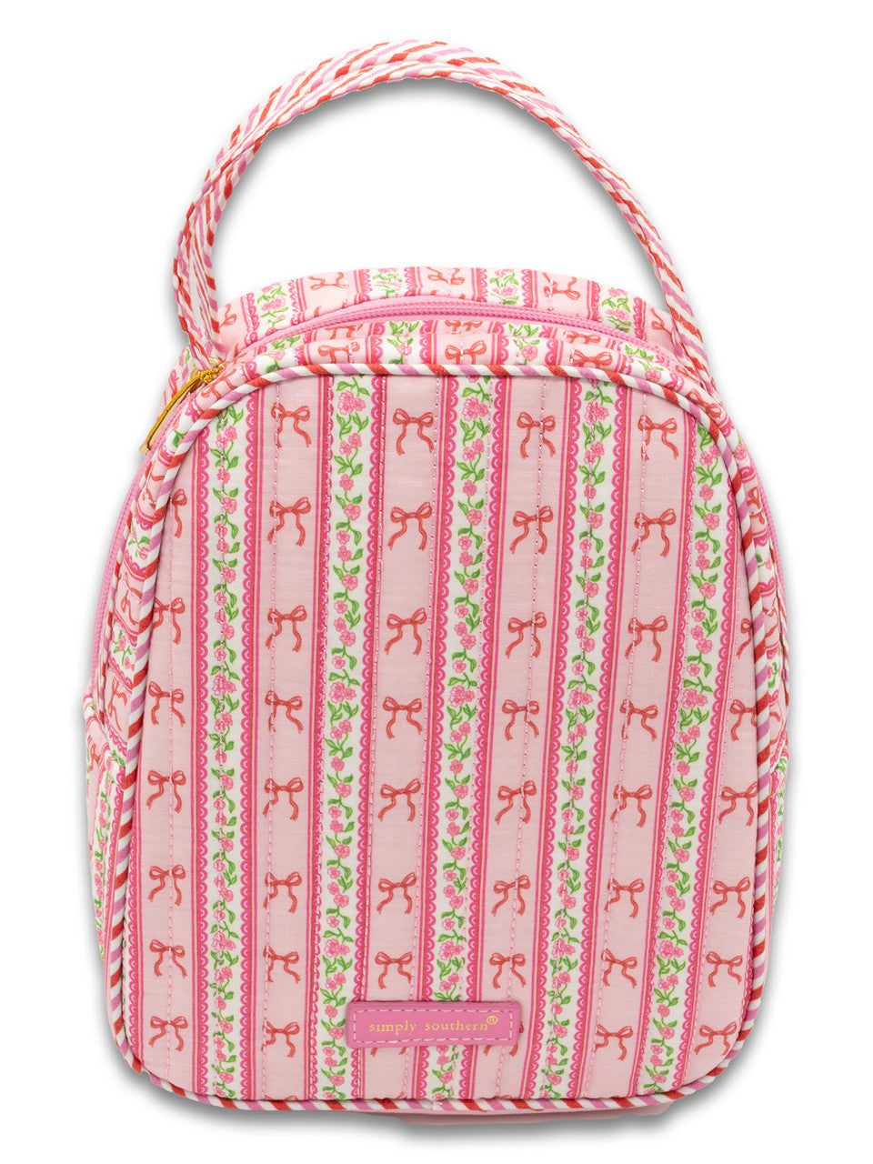 Quilted Lunch Bag - Pink Striped