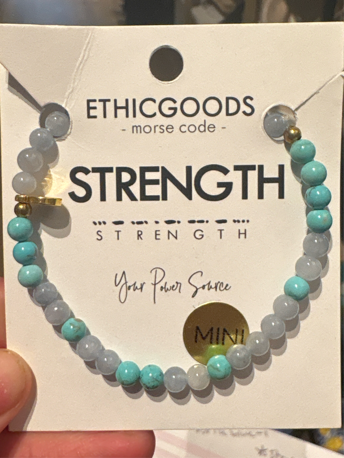 Morse Code Bracelet MINI | STRENGTH - Turquoise