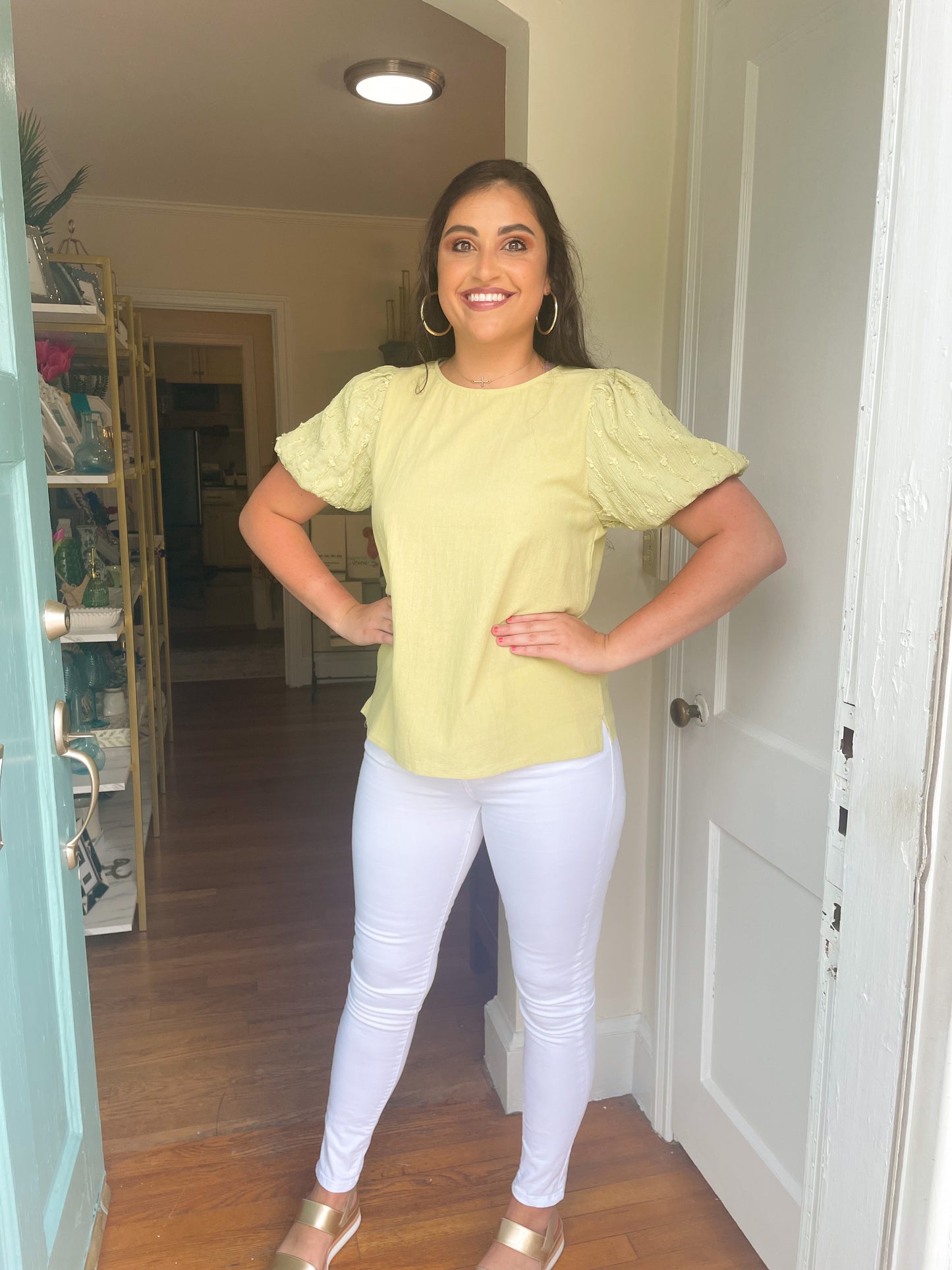 Sage Puff Sleeve Blouse