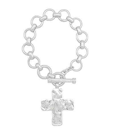 Hammered Cross Bracelet