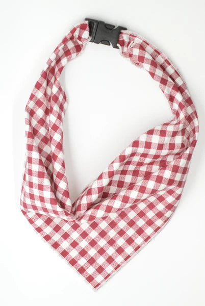Maroon Gingham Pet Bandana