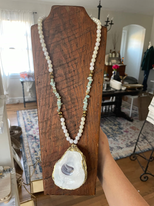 Multi Bead Oyster Necklace