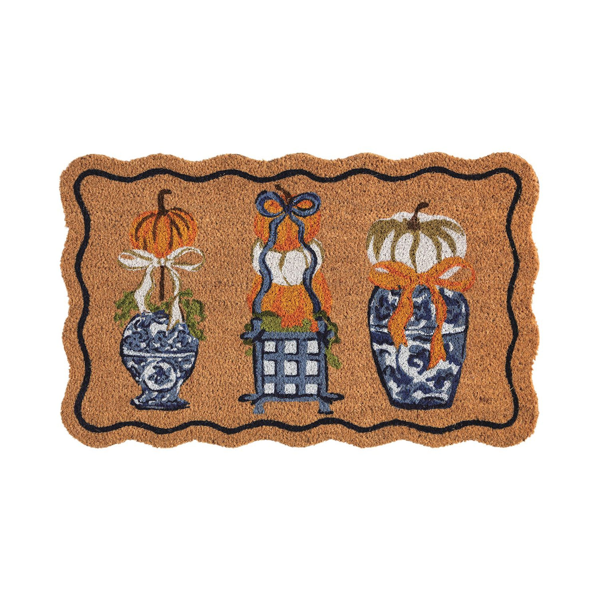 Pumpkin Topiary Coir Door Mat