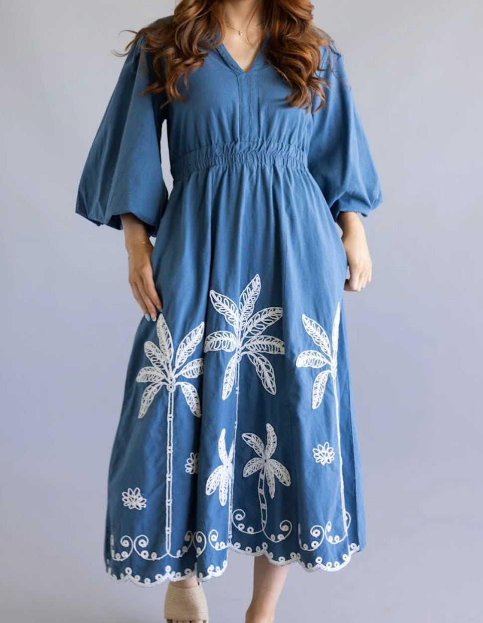 Coastal Palms Midi Dress