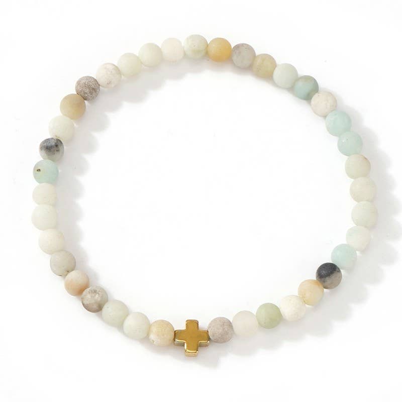 Natural Stone Cross Bracelet