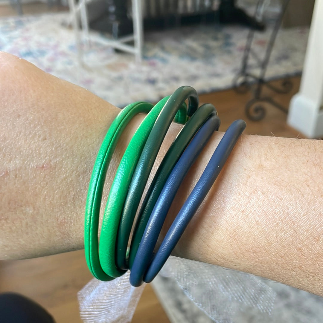 Assorted Green & Navy Leather Bracelets