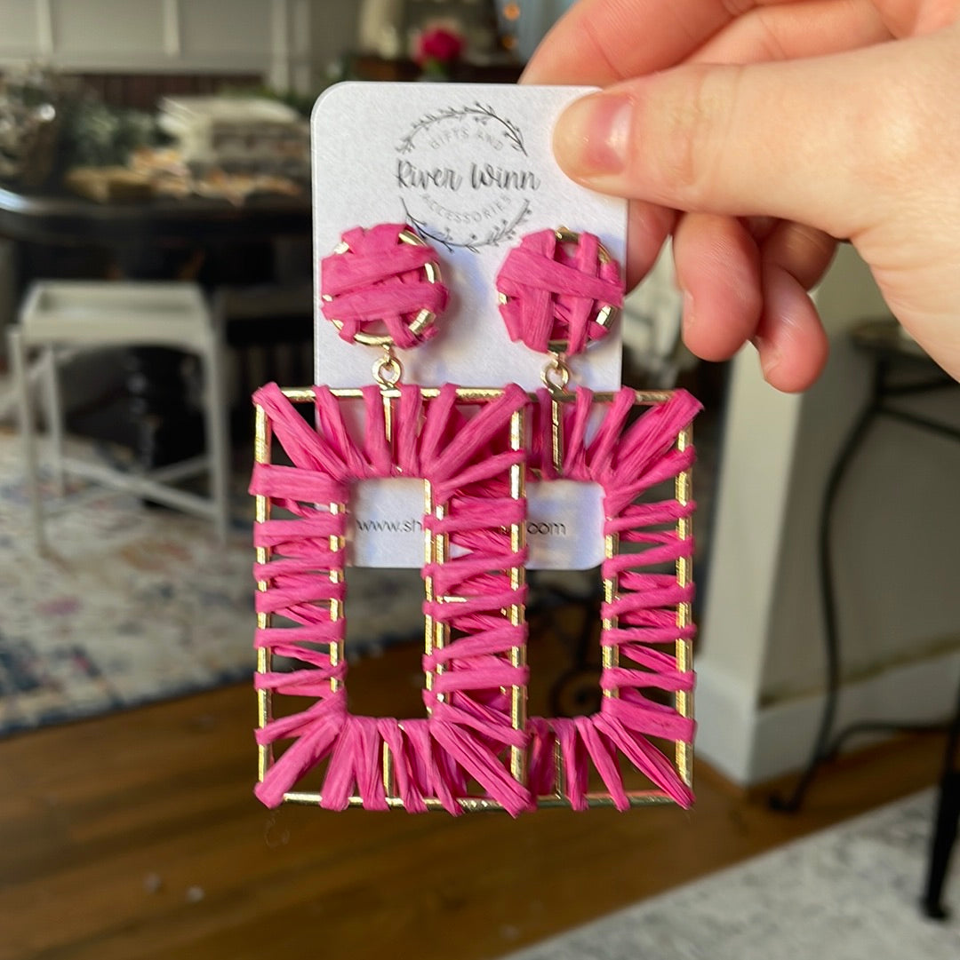 Woven Oversized Rectangle Earrings