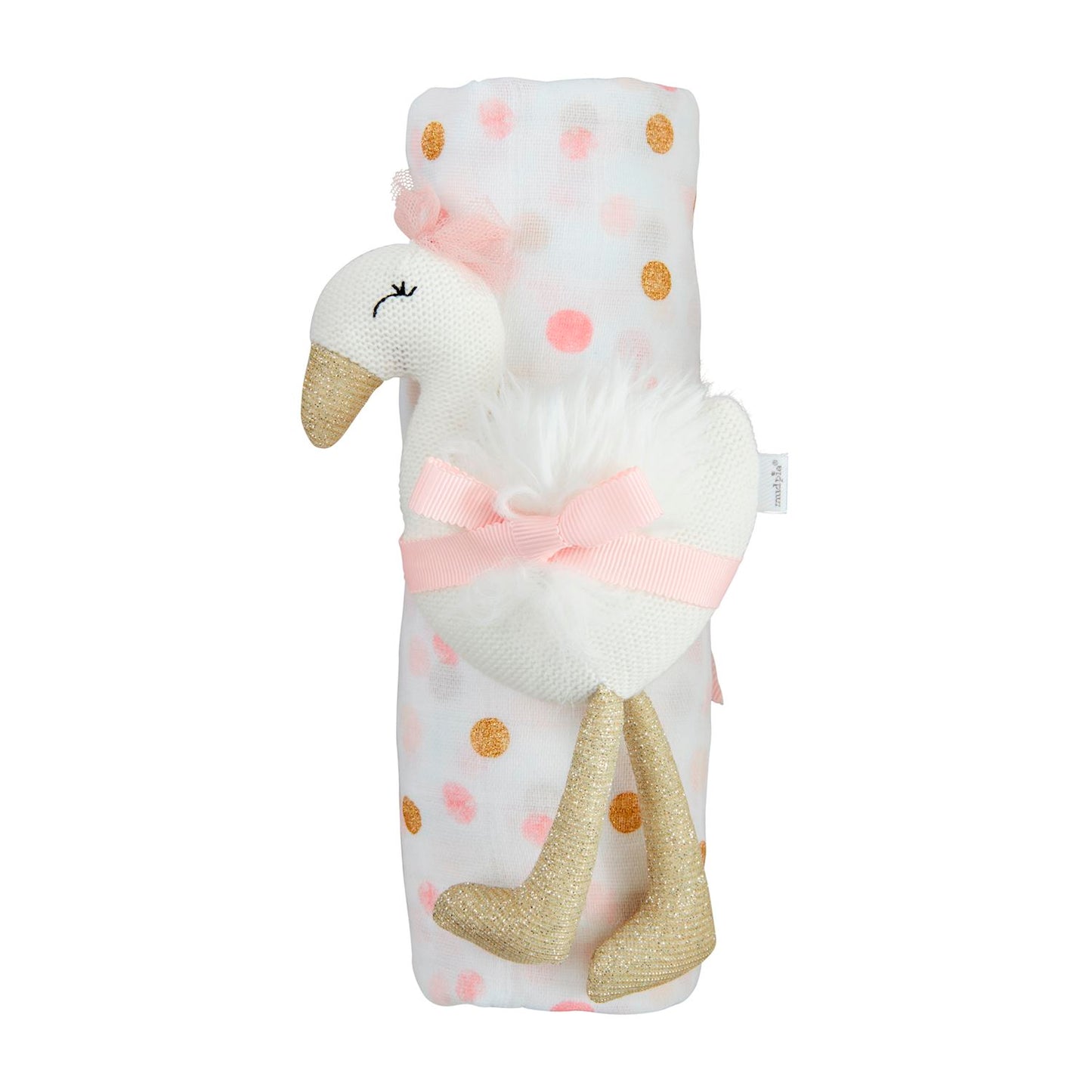 Swan Swaddle & Rattle Set