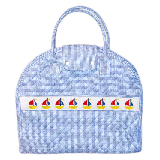 Smocked Blue Sailboat Garment Bag