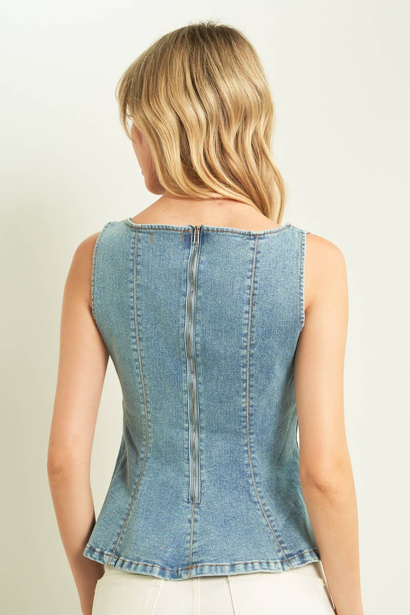 Denim Peplum Top