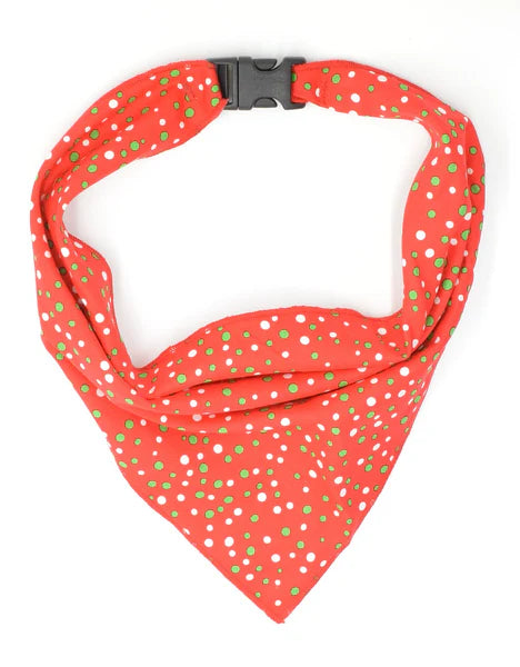 Red and Green polka dot Pet Bandana
