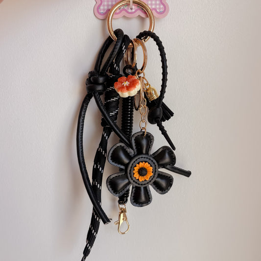 Black Flower Bag Charm