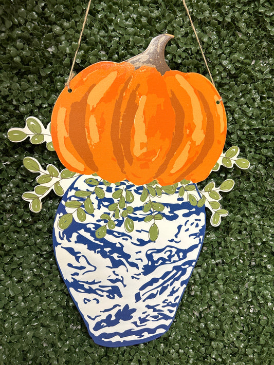 Chinoiserie Pumpkin Door Decor