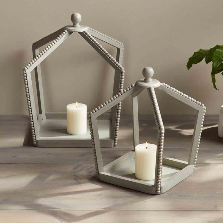 Gray-Wash Wood Lanterns