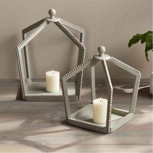 Gray-Wash Wood Lanterns