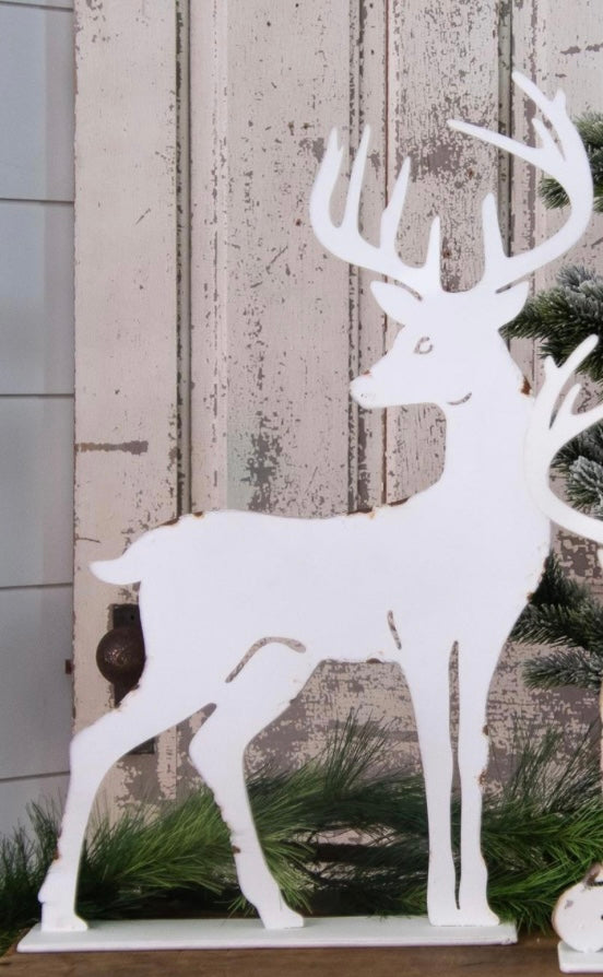 Distressed White Deer Silhouette