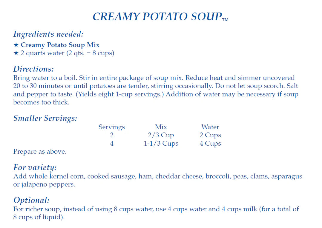 Creamy Potato Soup Mix